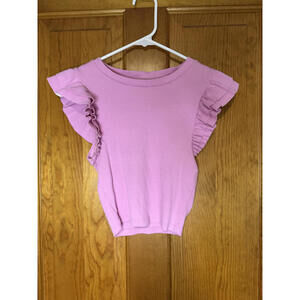 Zara Pink Ruffle Sleeve Women's Top Size Small